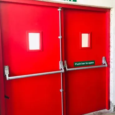 double leaf fire exit metal doors